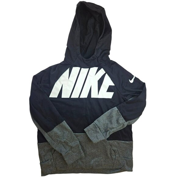 Nike Dri-Fit Black Hoodie XL Kids Sweatshirt - Colorblock Gray Bottom - Picture 1 of 6
